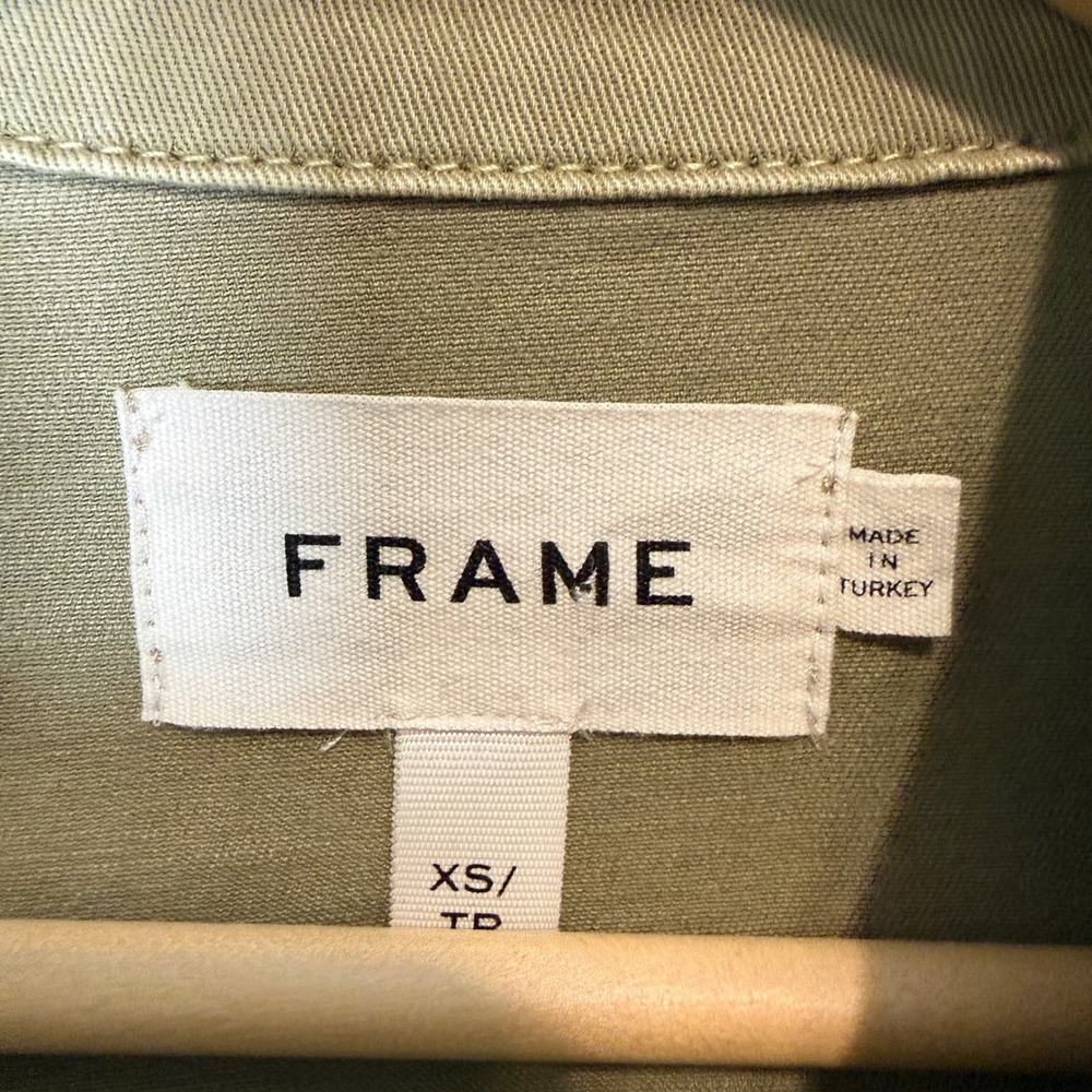 FRAME Washed Olive Green Utility Cargo Belted Jumpsuit BJMP999‎ Womens XS - Picture 4 of 10